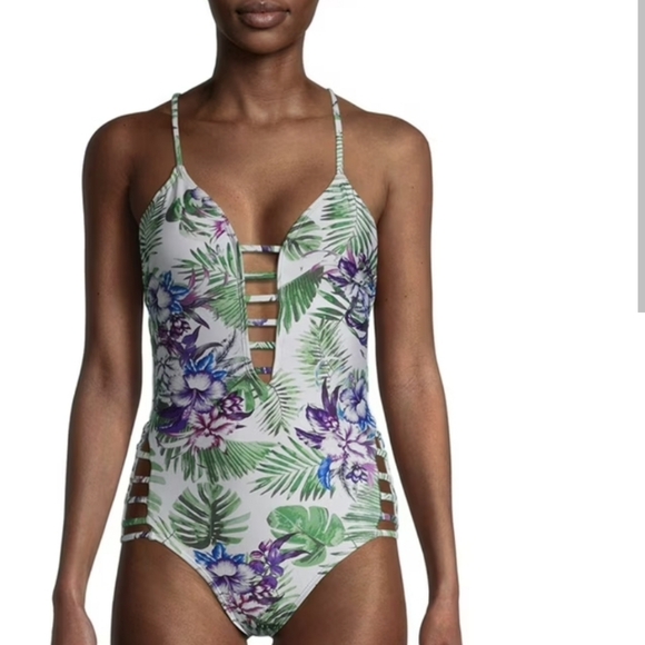 🌺 Tropical Cutout One-Piece Swimsuit – Island Vibes 🌺 - Picture 1 of 7